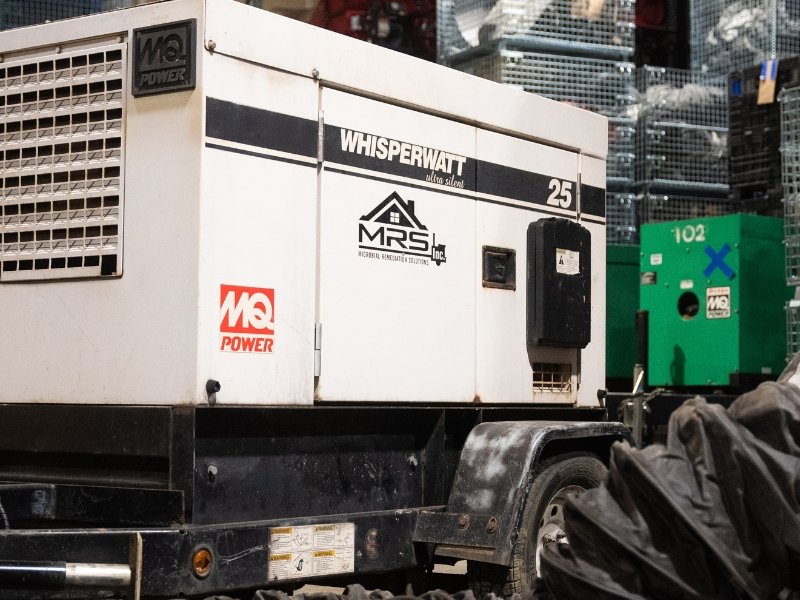 Industrial generator rental in operation providing temporary power for construction and emergency sites